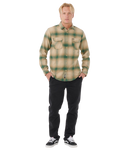 The Rip Curl Mens Count Flannel Shirt in Khaki Rock