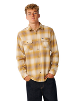 The Rip Curl Mens Classic Surf Count Flannel Shirt in Dark Mustard