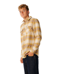 The Rip Curl Mens Classic Surf Count Flannel Shirt in Dark Mustard