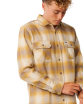 The Rip Curl Mens Classic Surf Count Flannel Shirt in Dark Mustard