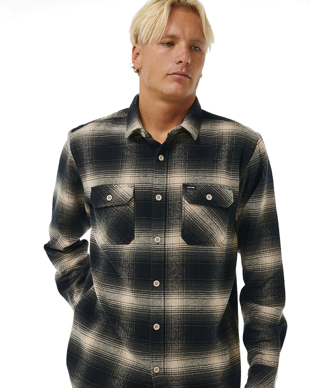 The Rip Curl Mens Count Flannel Shirt in Taupe