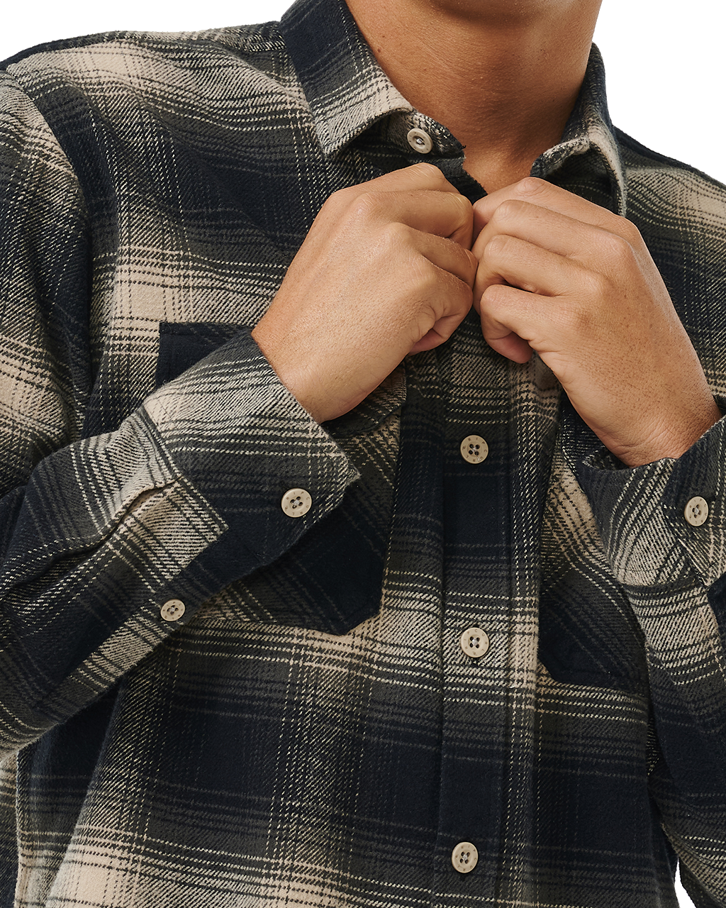 The Rip Curl Mens Count Flannel Shirt in Taupe