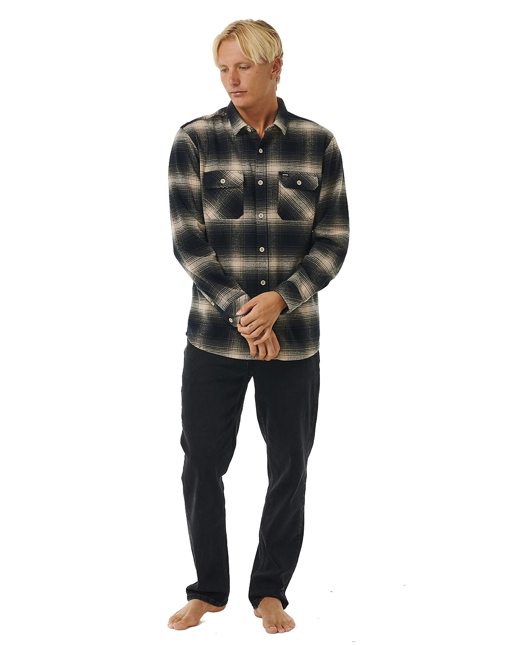 The Rip Curl Mens Count Flannel Shirt in Taupe
