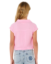 Girls Premium Surf Woven T-Shirt in Bright Pink