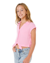 Girls Premium Surf Woven T-Shirt in Bright Pink
