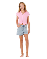 Girls Premium Surf Woven T-Shirt in Bright Pink