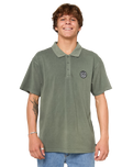 The Rip Curl Mens Wettie Polo Shirt in Cactus Green