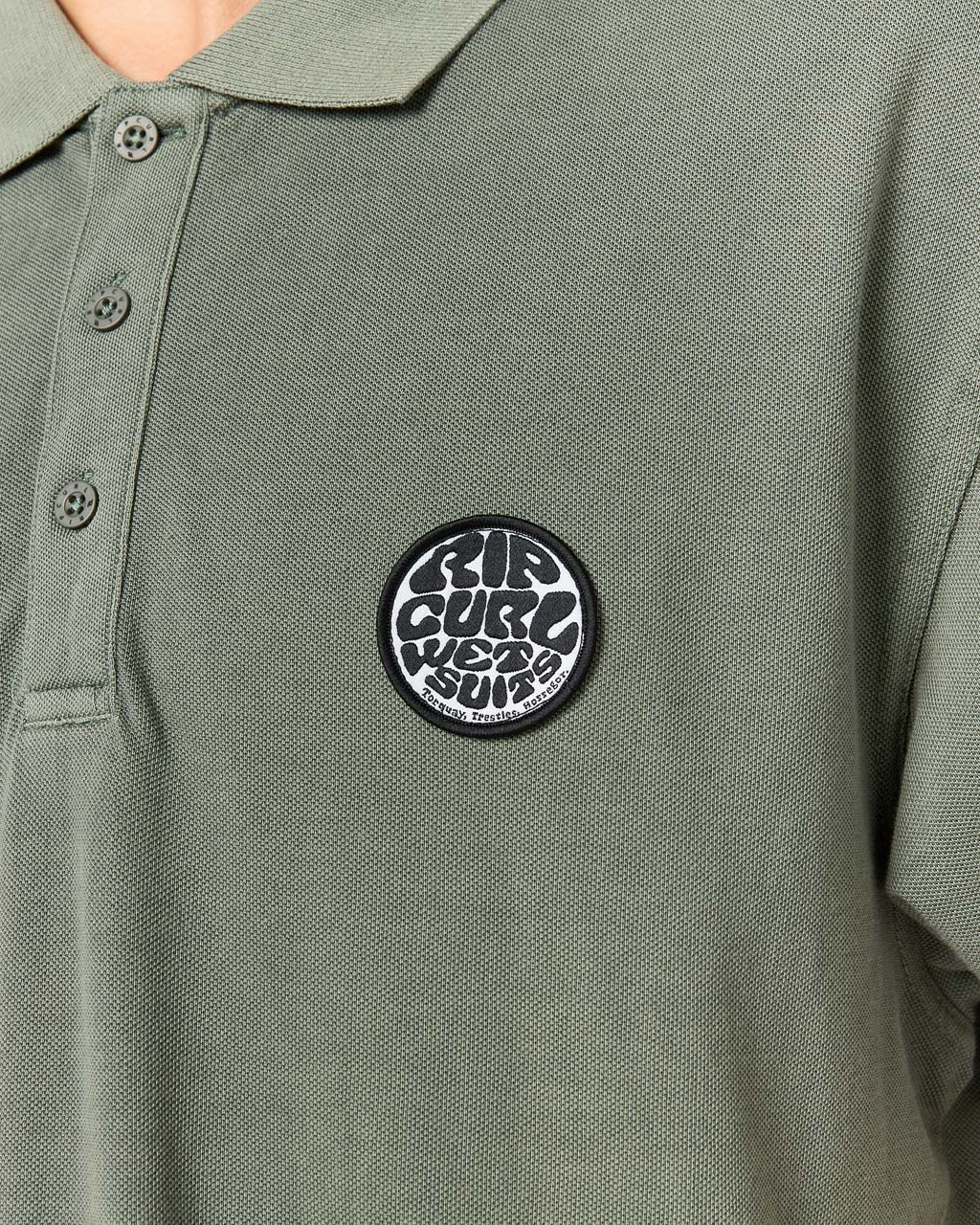 The Rip Curl Mens Wettie Polo Shirt in Cactus Green