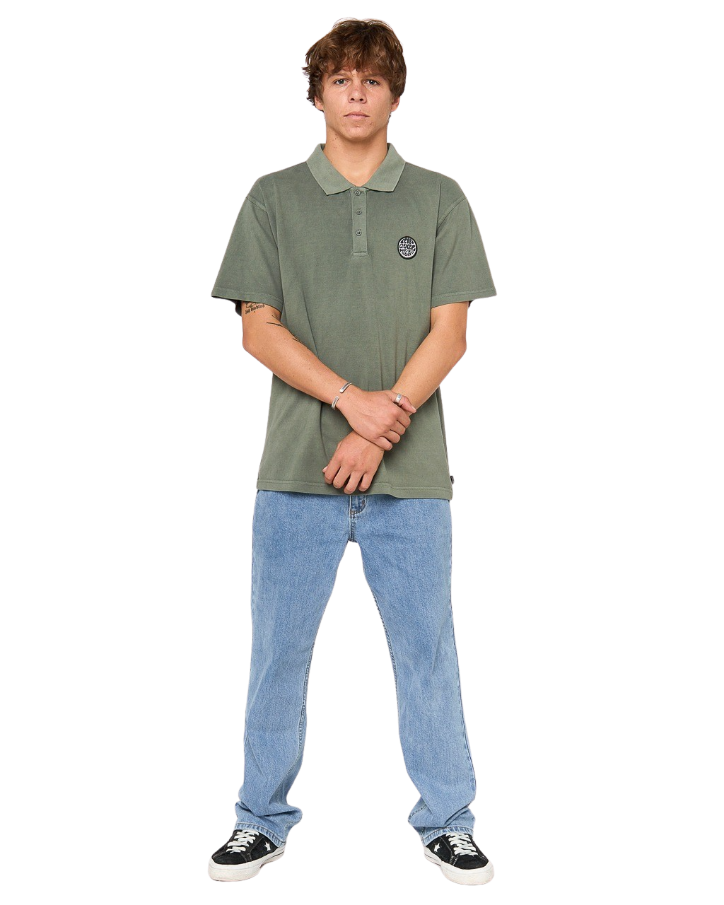The Rip Curl Mens Wettie Polo Shirt in Cactus Green