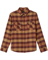 The Brixton Mens Bowery Flannel Shirt in Curry, Washed Black & Crimson