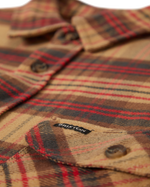 The Brixton Mens Bowery Flannel Shirt in Curry, Washed Black & Crimson