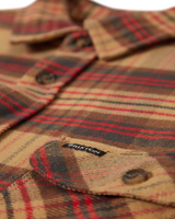 The Brixton Mens Bowery Flannel Shirt in Curry, Washed Black & Crimson