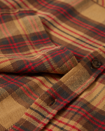 The Brixton Mens Bowery Flannel Shirt in Curry, Washed Black & Crimson