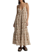 Raya Paisley Tiered Midi Dress in Natural