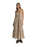 Raya Paisley Tiered Midi Dress in Natural