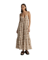Raya Paisley Tiered Midi Dress in Natural