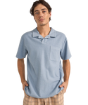 The Rhythm Mens Vintage Terry Polo Shirt in Slate