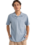 The Rhythm Mens Vintage Terry Polo Shirt in Slate