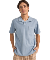 The Rhythm Mens Vintage Terry Polo Shirt in Slate