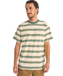 The Rhythm Mens Everyday Strip T-Shirt in Vintage Green