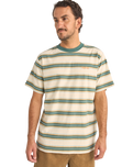 The Rhythm Mens Everyday Strip T-Shirt in Vintage Green
