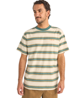 The Rhythm Mens Everyday Strip T-Shirt in Vintage Green