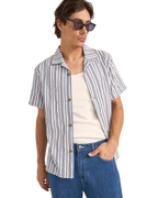 The Rhythm Mens Vacation Stripe Shirt in Blue
