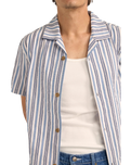 The Rhythm Mens Vacation Stripe Shirt in Blue