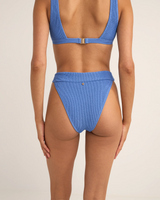 The Rhythm Womens Isla Rib Hi Banded Bikini Bottoms in Cornflower