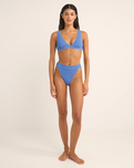 The Rhythm Womens Isla Rib Hi Banded Bikini Bottoms in Cornflower