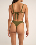 The Rhythm Womens Isla Rib Skimpy Bikini Bottoms in Ivy