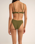 The Rhythm Womens Isla Rib Holiday Bikini Bottoms in Ivy