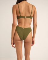 The Rhythm Womens Isla Rib Holiday Bikini Bottoms in Ivy
