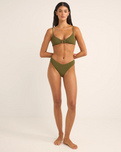 The Rhythm Womens Isla Rib Holiday Bikini Bottoms in Ivy
