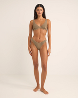 The Rhythm Womens Sol Stripe Hi Cut Bikini Bottoms in Black