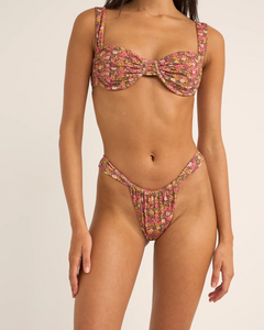 The Rhythm Womens Marie Floral Soft Side Itsy Bikini Bottoms in Pink