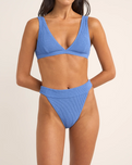 The Rhythm Womens Isla Rib Tall Tri Bikini Top in Cornflower