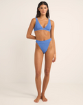 The Rhythm Womens Isla Rib Tall Tri Bikini Top in Cornflower