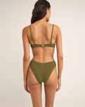 The Rhythm Womens Isla Rib Ring Front Trilete Bikini Top in Ivy