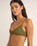 The Rhythm Womens Isla Rib Ring Front Trilete Bikini Top in Ivy
