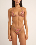 The Rhythm Womens Marie Floral Slide Tri Bikini Top in Pink