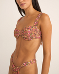 The Rhythm Womens Marie Floral Soft Strap Balconette Bikini Top in Pink