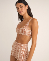The Rhythm Womens Seafarer Crop Bikini Top in Brown