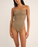 The Rhythm Womens Sol Stripe Strapless One Piece Swimsuit in Black