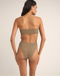 The Rhythm Womens Sol Stripe Strapless One Piece Swimsuit in Black