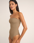 The Rhythm Womens Sol Stripe Strapless One Piece Swimsuit in Black