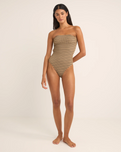 The Rhythm Womens Sol Stripe Strapless One Piece Swimsuit in Black