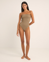 The Rhythm Womens Sol Stripe Strapless One Piece Swimsuit in Black