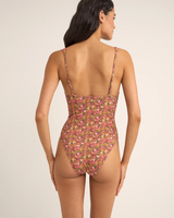 The Rhythm Womens Marie Floral Classic One Piece Swimsuit in Pink