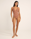 The Rhythm Womens Marie Floral Classic One Piece Swimsuit in Pink